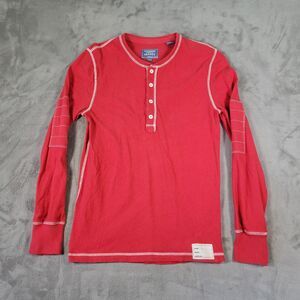 Gant by Michael Bastian Stockbridge Henley Shirt Mens Small Red Elbow Contrast